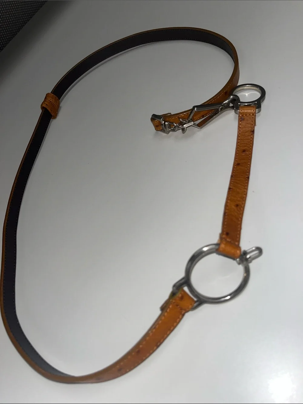 Women's Tan Leather Ring-Accent Belt